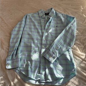 Vineyard Vines Light Blue and Green Checkered Shirt